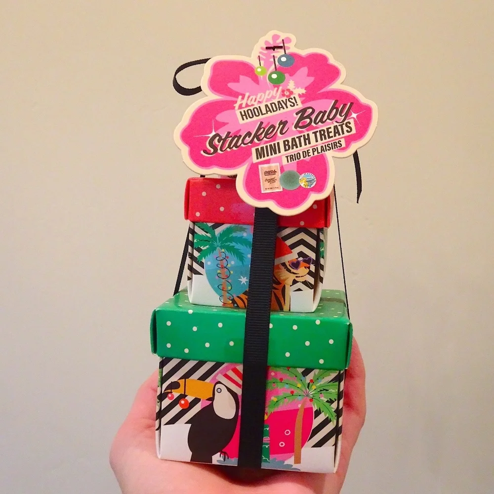 Happy Hooladays! Mini Bath Treats - Coconut Bath Salts, Bath Fizzer, & Lip Balm